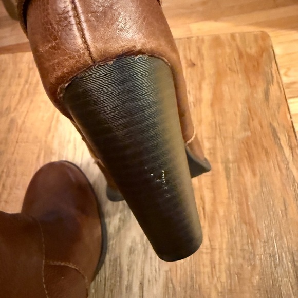 boc Brown Heeled Boots with Chunky Heel and Buckle Straps - Picture 5 of 6